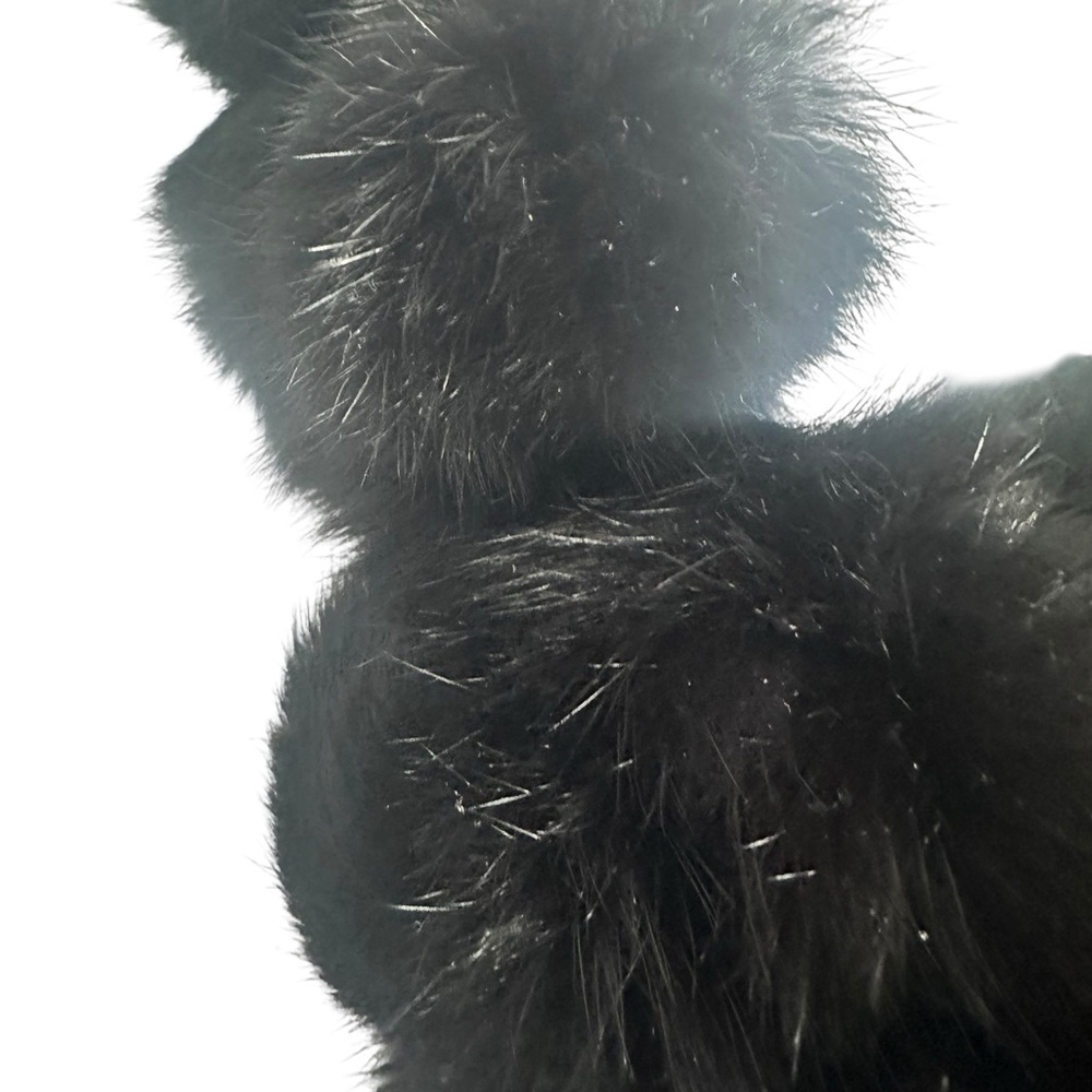 Genuine Rabbit Fur Angora Elegant Black Infinity Neck Scarf - Picture 3 of 5